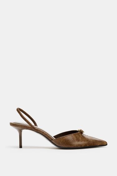 BUCKLED SLINGBACK SHOES - Brown de Zara - Imagen 0