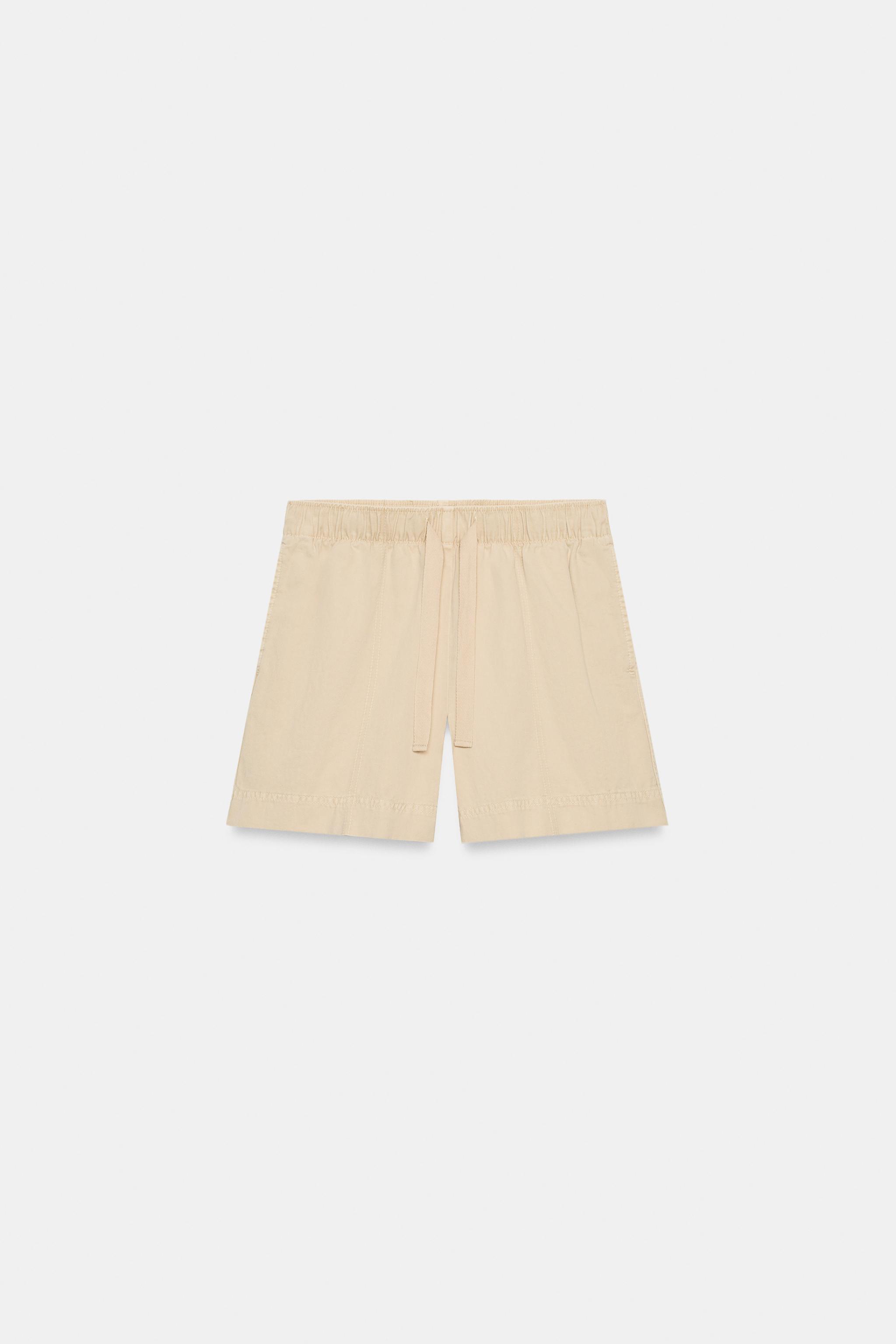 Zara %100 Pamuk Elastik Bel Bermuda görsel 6