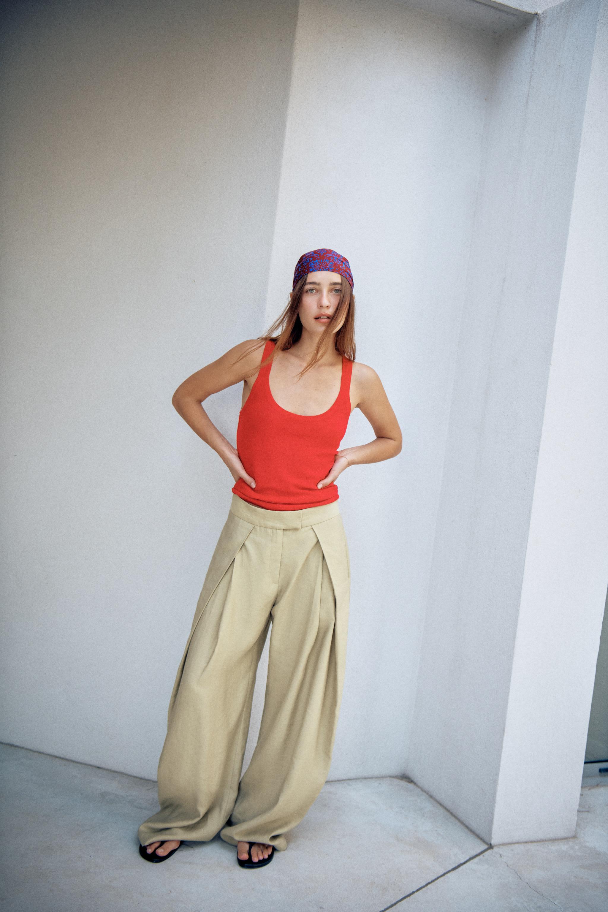 ZW COLLECTION ワイドレッグダーツパンツ - ネイビーブルー | ZARA
