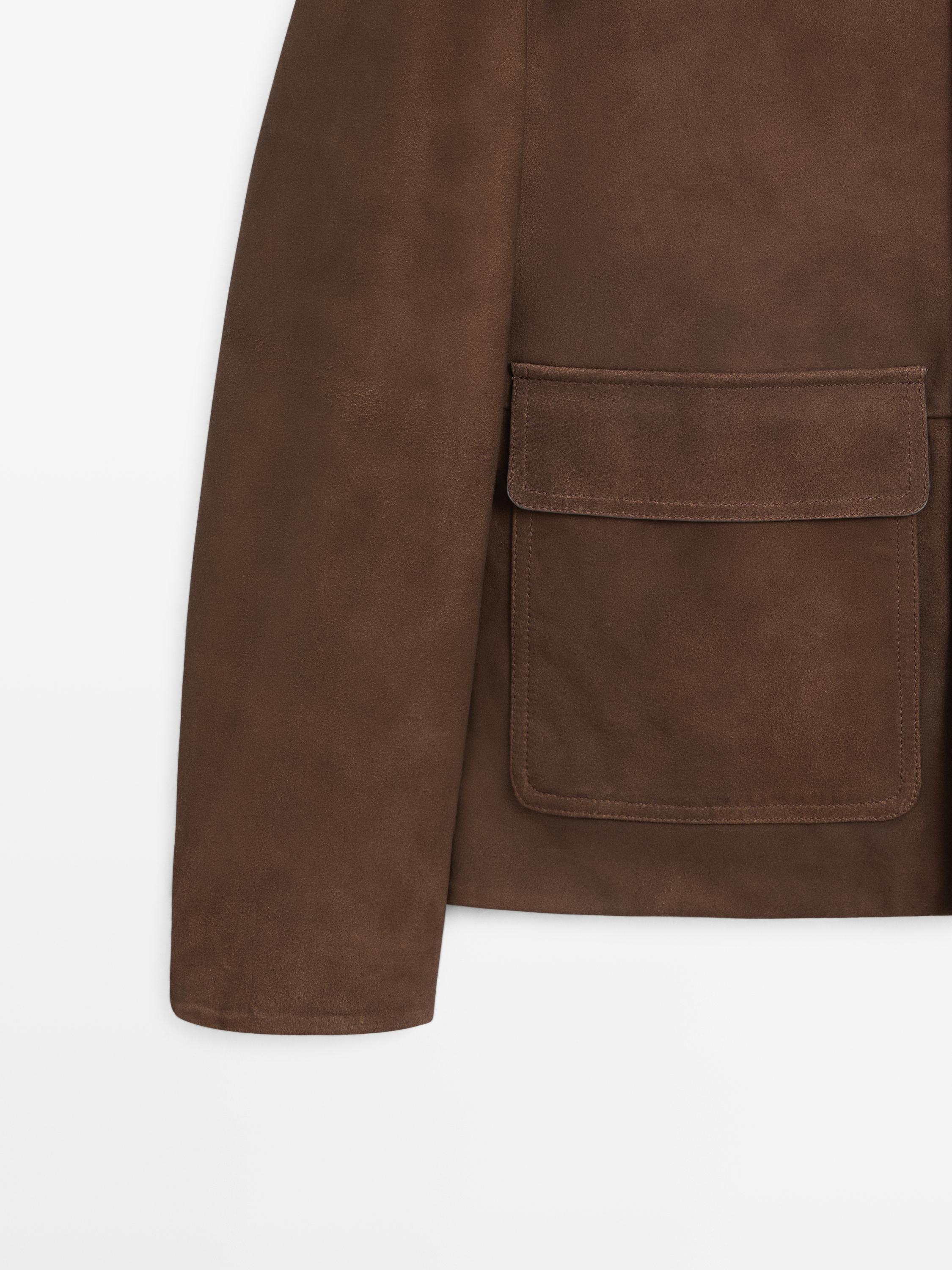 Suede leather worker jacket