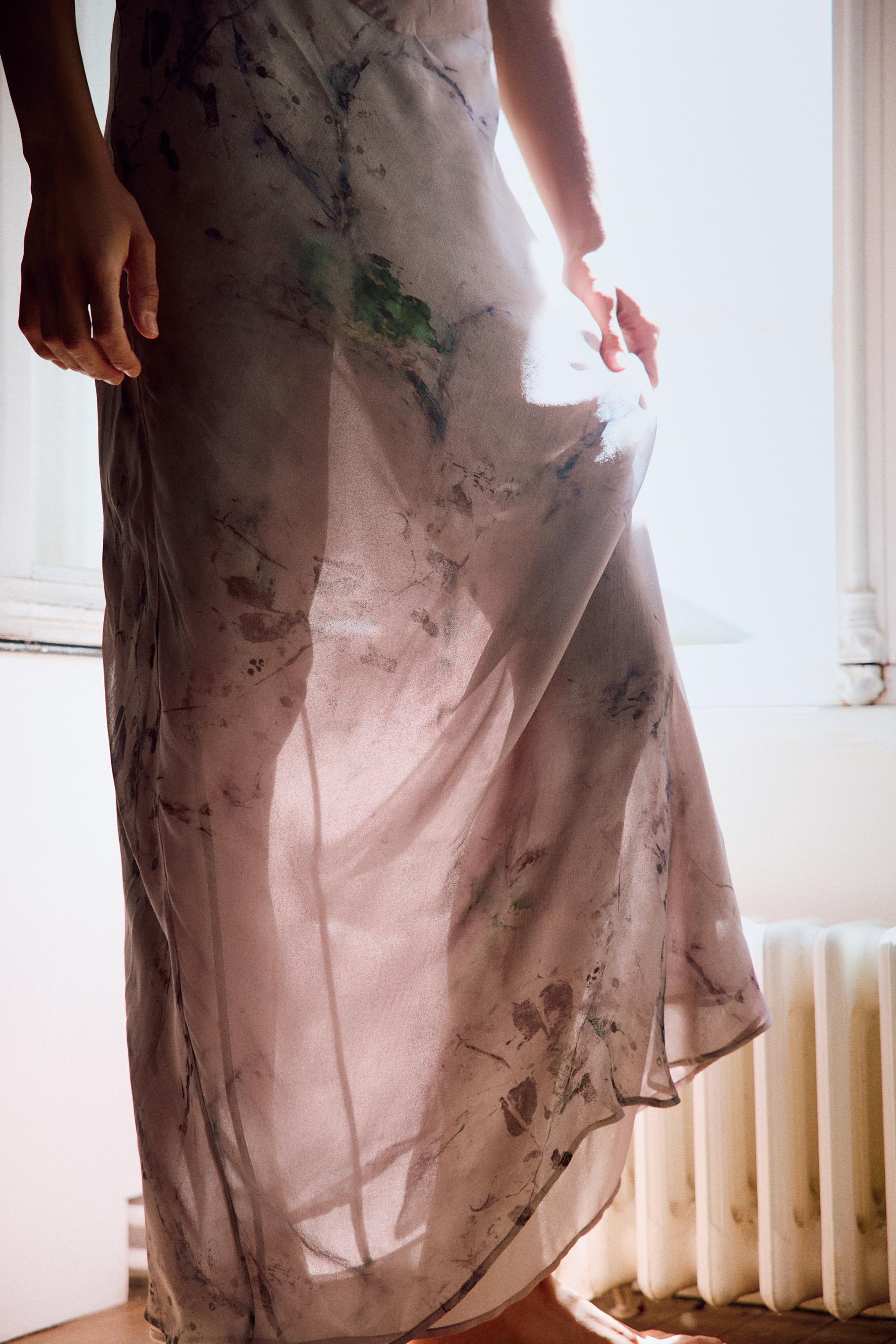 LONG EMBROIDERED PRINTED DRESS
