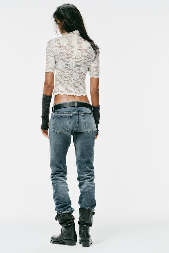 TOP EN DENTELLE À STRASS - Écru de Zara - Image 5
