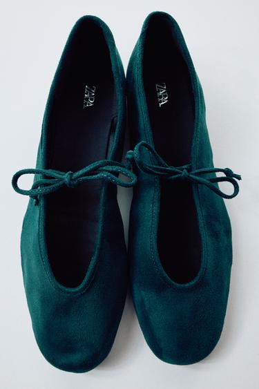 Zara BOW BALLET FLATS - Green