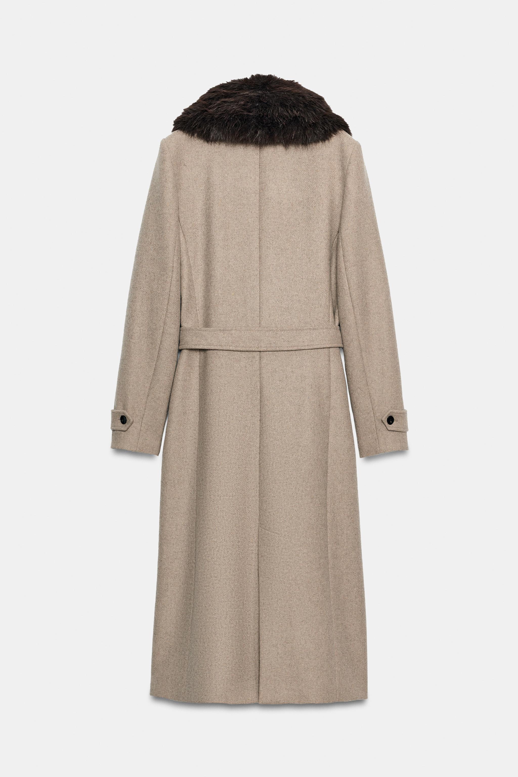 MANTEAU AVEC LAINE À REVERS EFFET FOURRURE AMOVIBLE