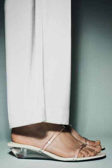 Zara VINYL WEDGE SANDALS - Transparent