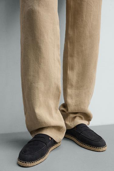 LEATHER LOAFER ESPADRILLES - Navy Blue by Zara - Image 2