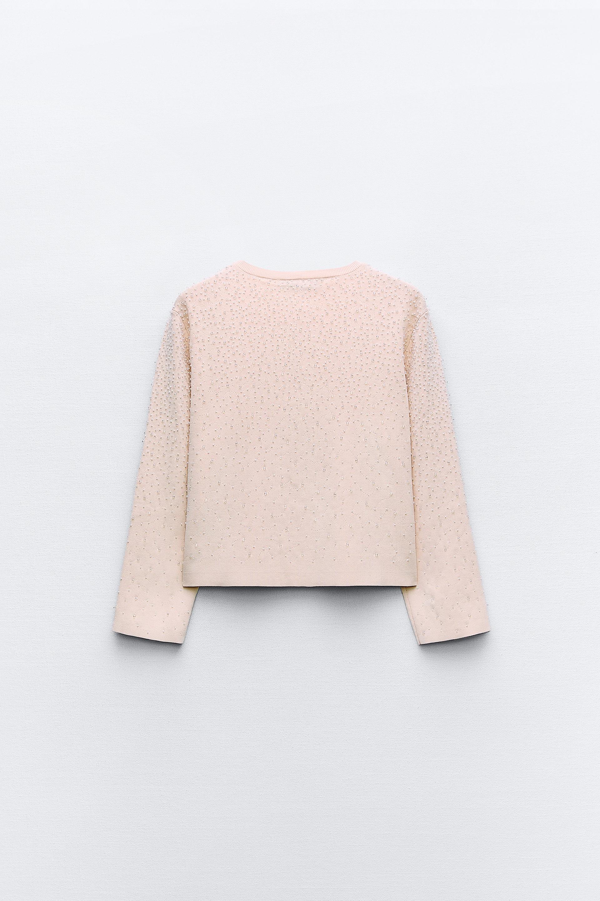 BLUSA DE MALHA COM BEADING - Rosa-pastel