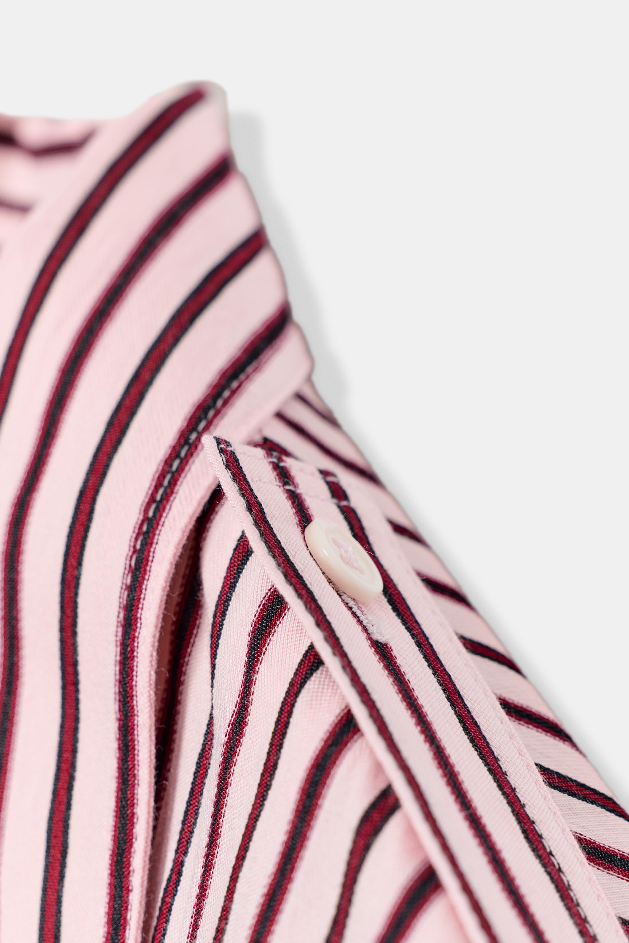 Женские рубашки Zara ZW COLLECTION STRIPED BOMBER SHIRT — фото 4