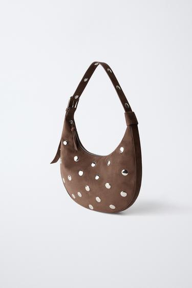 SAC PORTÉ ÉPAULE À CLOUS - Marron de Zara - Image 2
