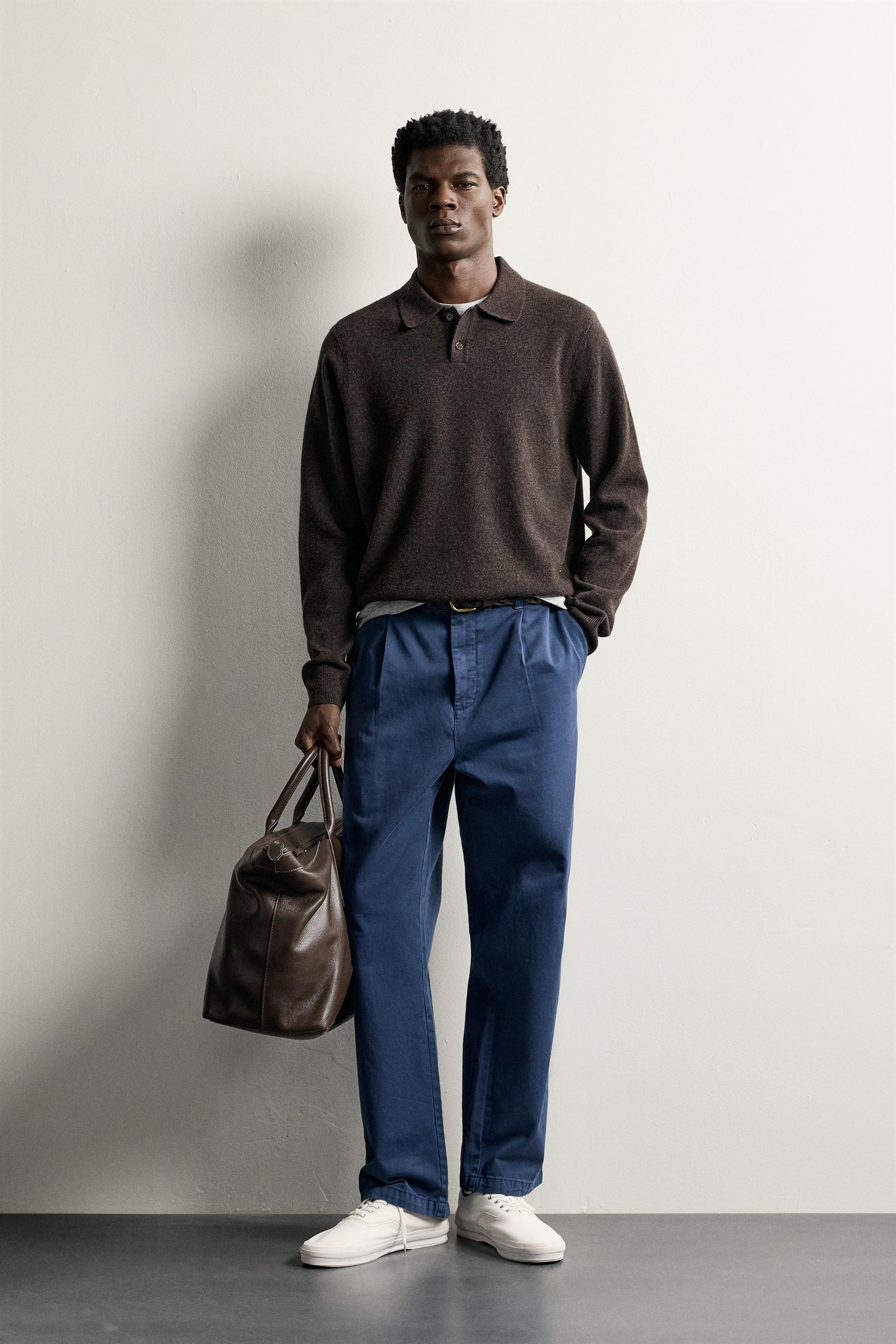 Zara YÜN KARIŞIMLI REGULAR FIT TRİKO POLO T-SHIRT