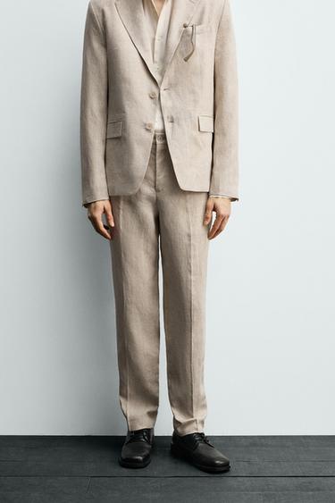 QUẦN SUIT 100% LINEN - Màu be nhạt từ Zara
