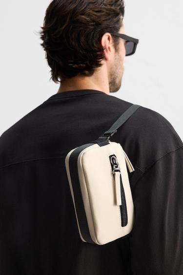 Zara RUBBERIZED CROSSBODY BAG - Bone White - Image 0