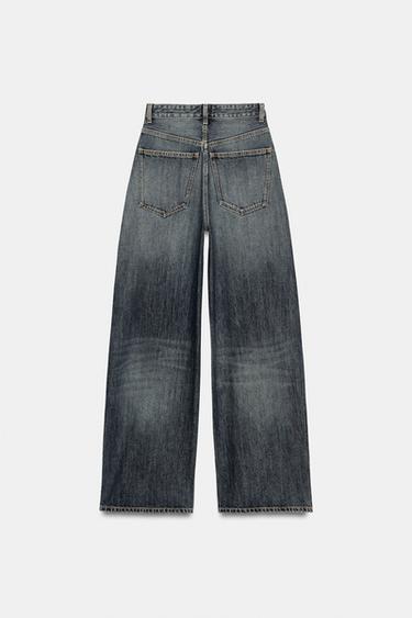 Zara TRF EXTRA WIDE LEG HIGH-WAIST JEANS - Blue