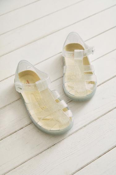 Zara KIDS' GLITTER CAGE SANDALS - 透明