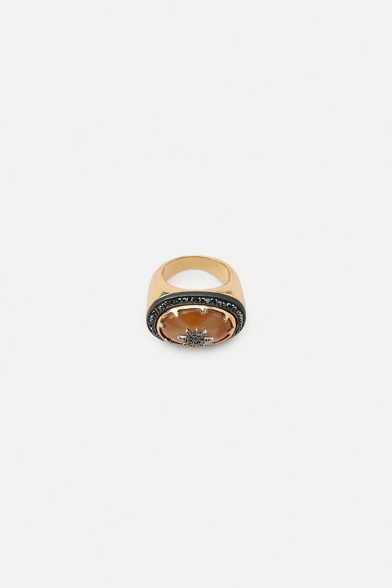 OVAL RHINESTONE RING — Golden