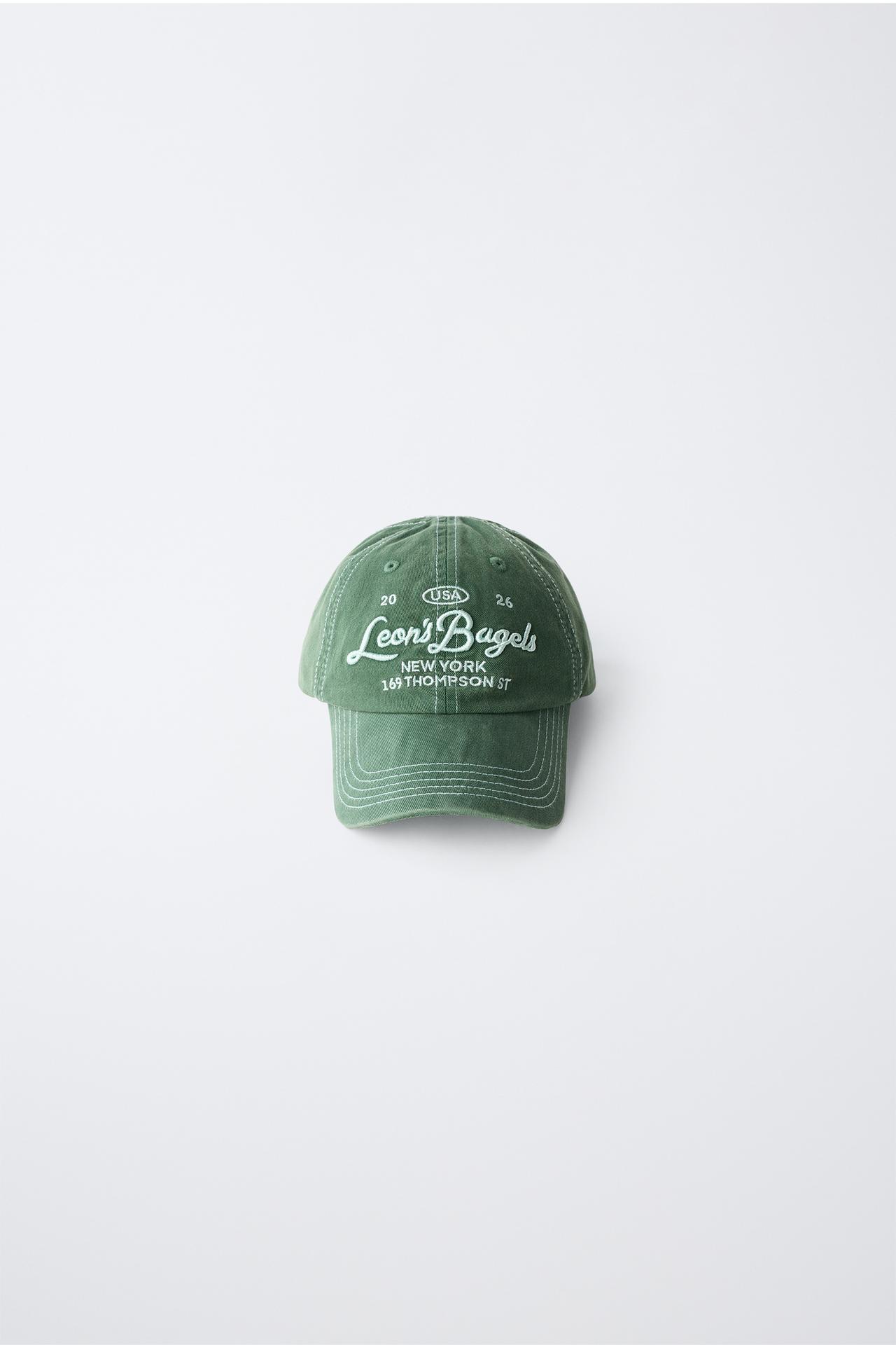 LEON'S BAGELS ® EMBROIDERED WASHED CAP — Dark green