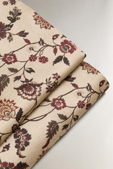 FLORAL PRINT SATEEN FLAT SHEET - Beige by Zara - Image 4