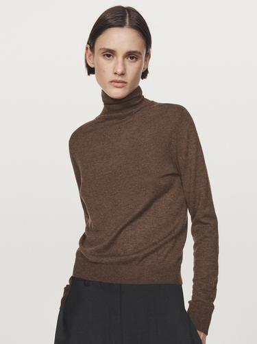Zara Wool blend high neck knit sweater - Mink marl