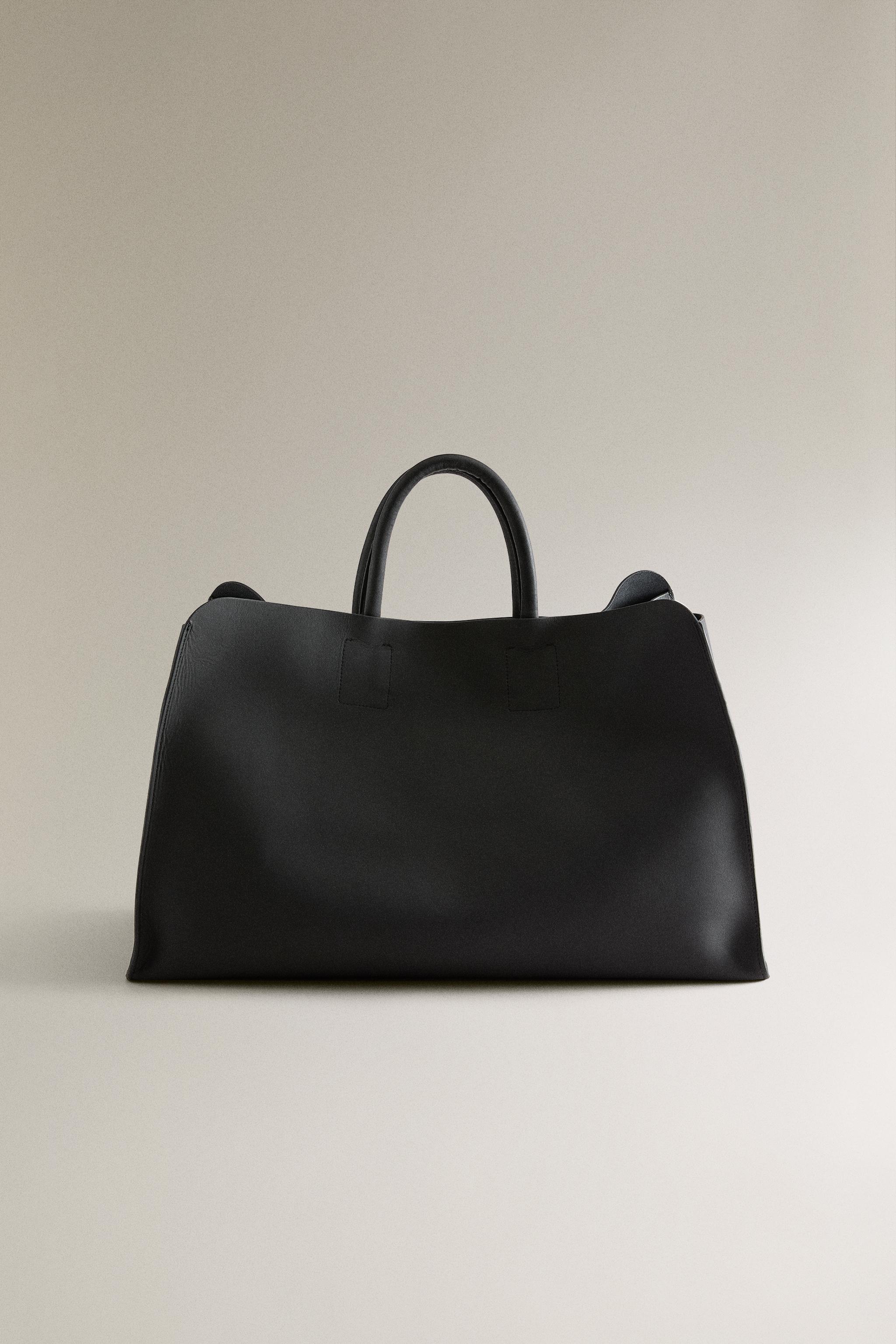 LEATHER TOTE BAG - Black | ZARA United States