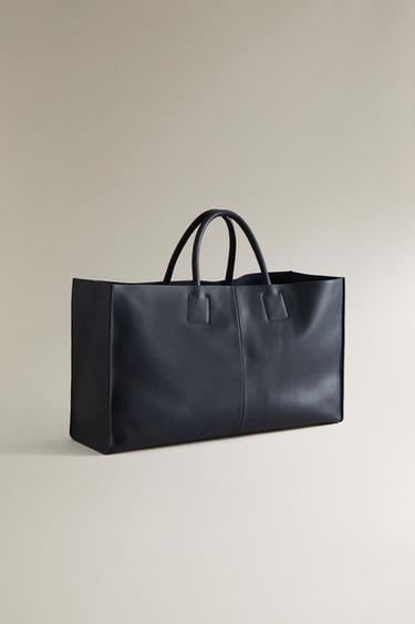 BOLSO TOTE PIEL - Azul Marino de Zara