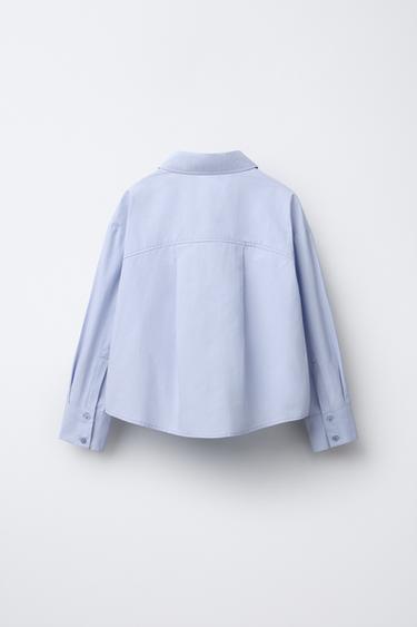 POPLIN SHIRT WITH POCKET - Light blue by Zara - Image 1
