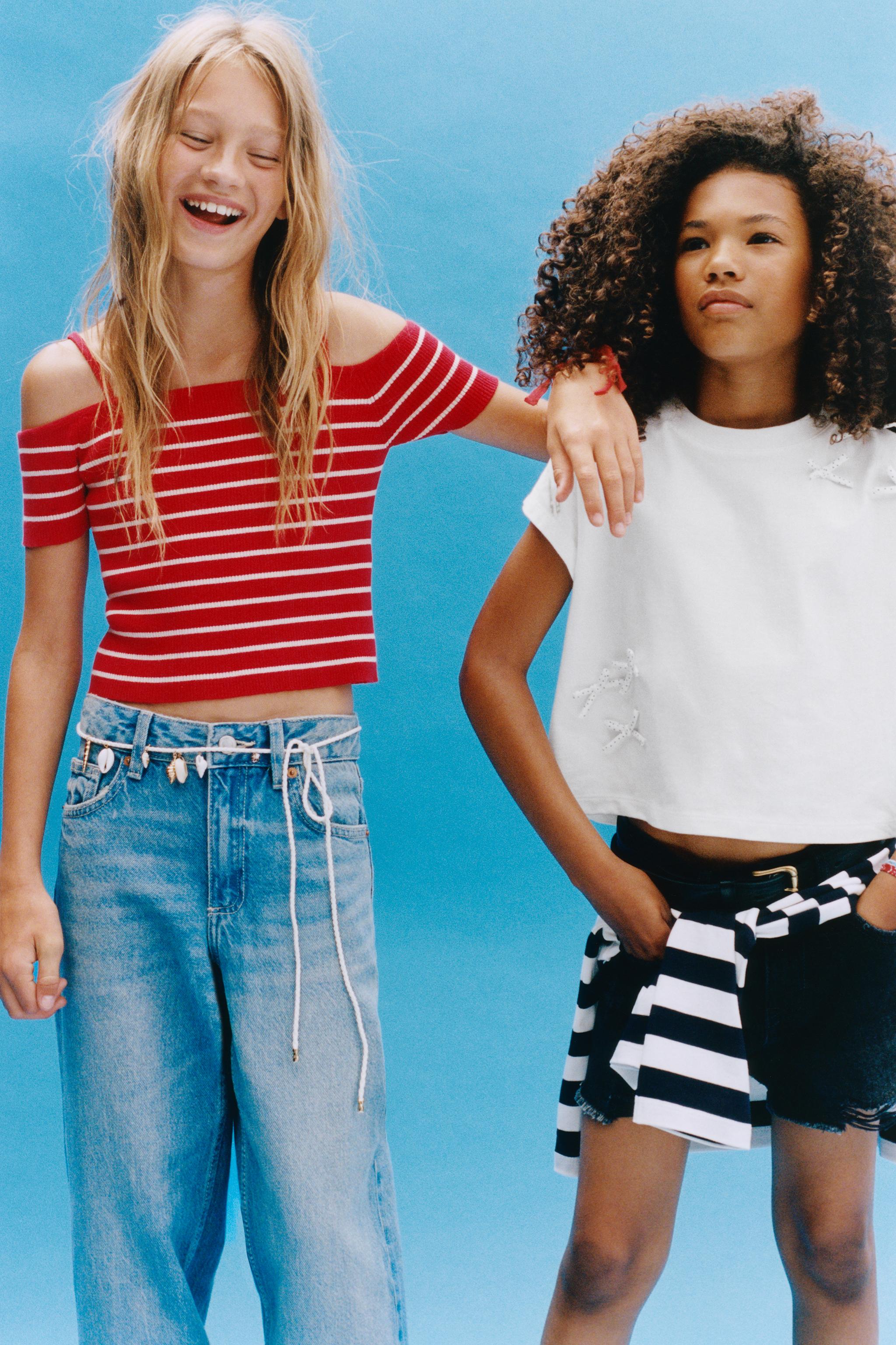 RIB KNIT STRIPED TOP — striped