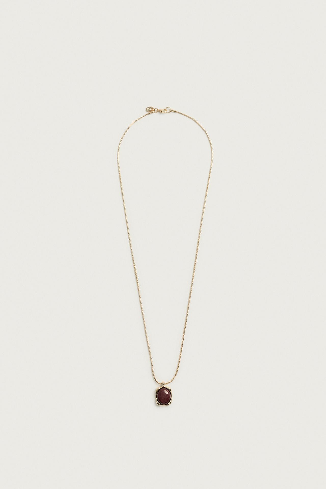 METALLIC CORD CHAIN WITH STONE — Gold