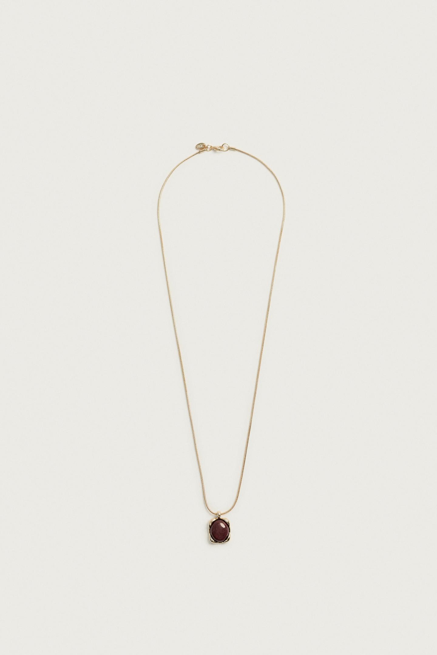 Zara Metallic Cord Chain with Stone, цвет: Золотой — фото 3