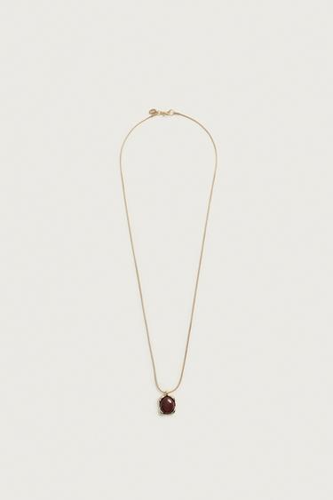 METALLIC CORD CHAIN WITH STONE — Gold 1