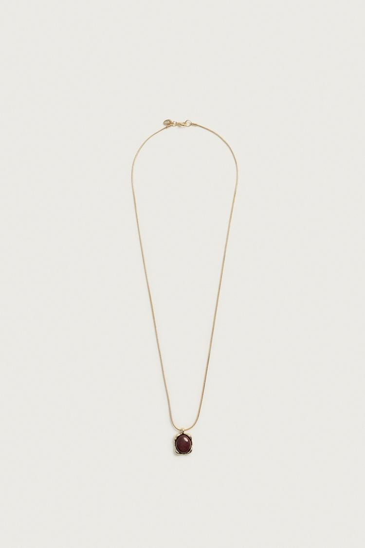 METALLIC CORD CHAIN WITH STONE — Gold