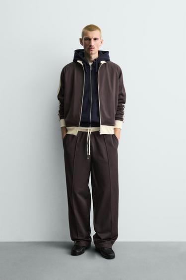 STRIPED ZIP-UP SWEATSHIRT - Burgundy by Zara