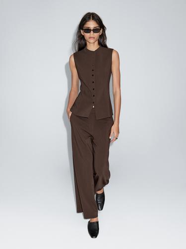 Zara Long fitted waistcoat - Caramel