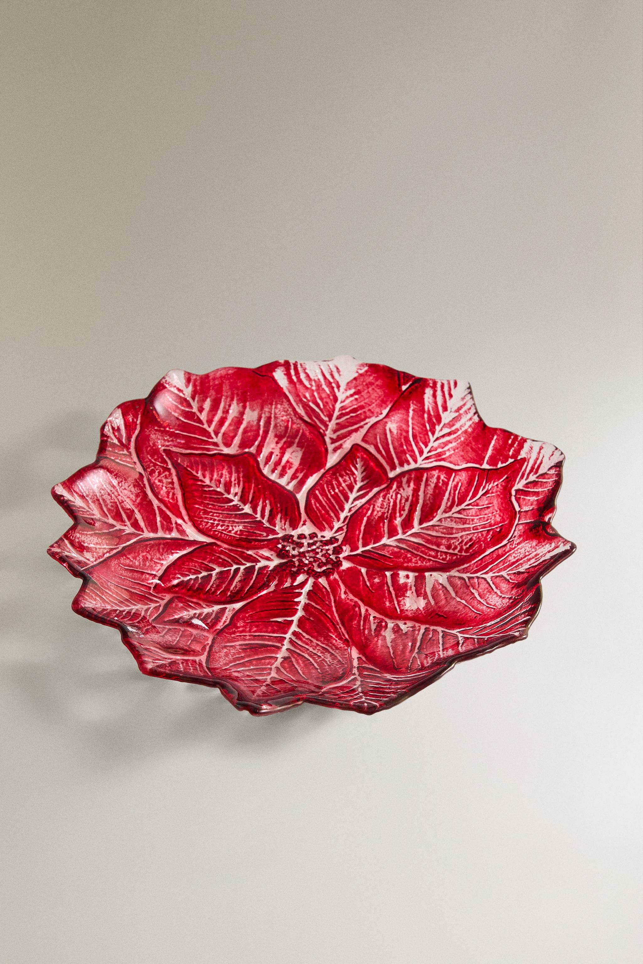 ASSIETTE À DESSERT EN VERRE FLEUR NOËL