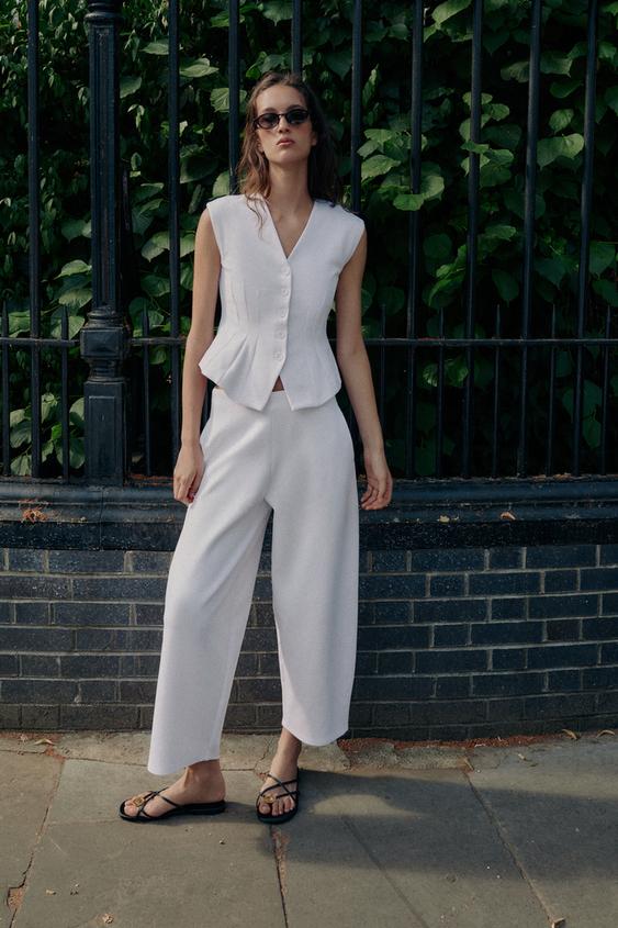 INTERLOCK BUTTONED WAISTCOAT - White de Zara - Imagen 0