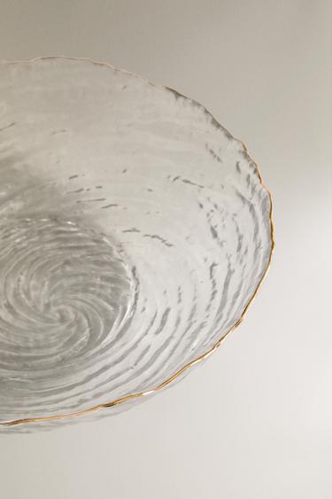 GLASS SALAD BOWL WITH GOLD RIM - Gold by Zara - Image 3