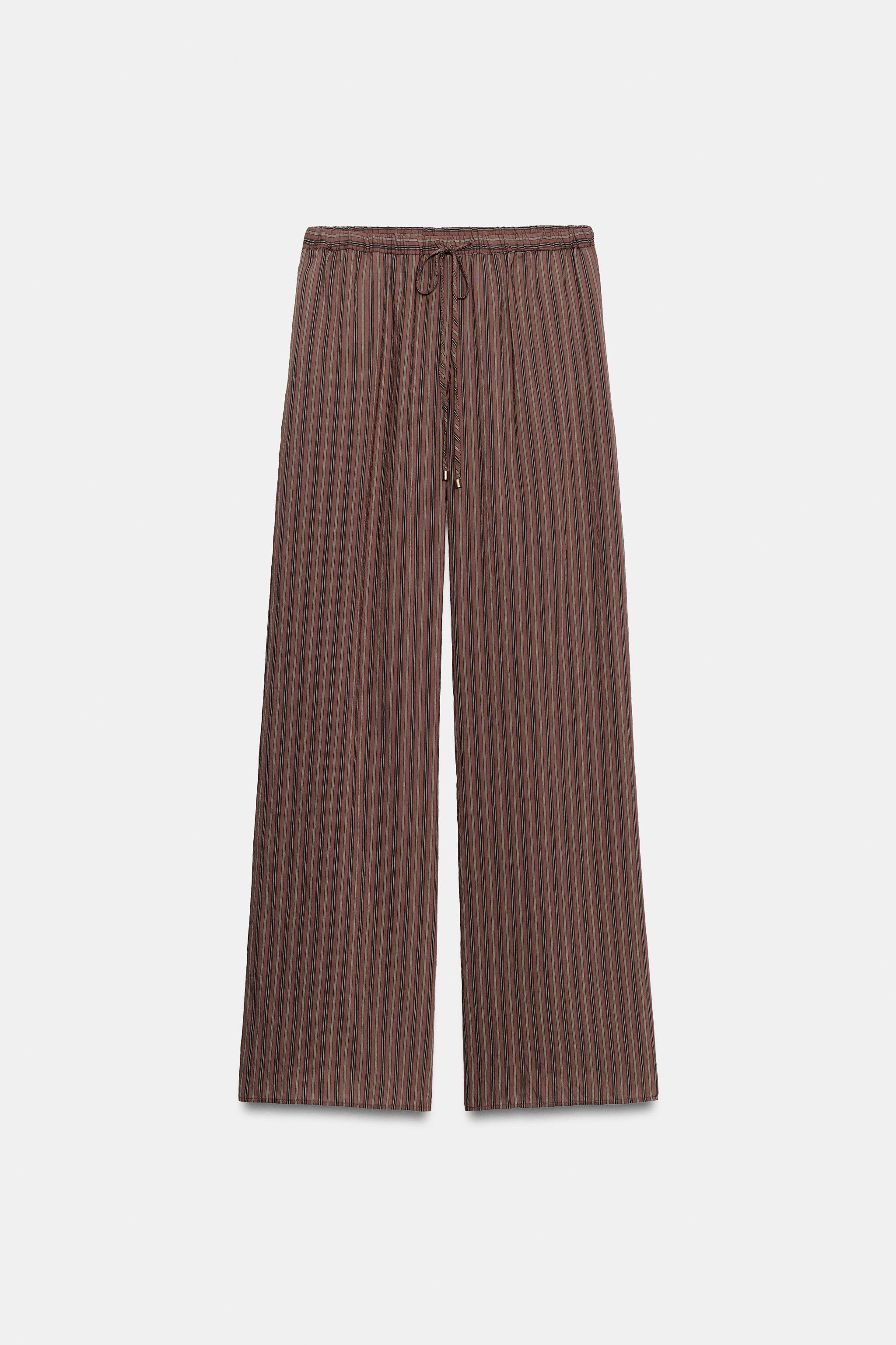 STRIPED WIDE-LEG PANTS