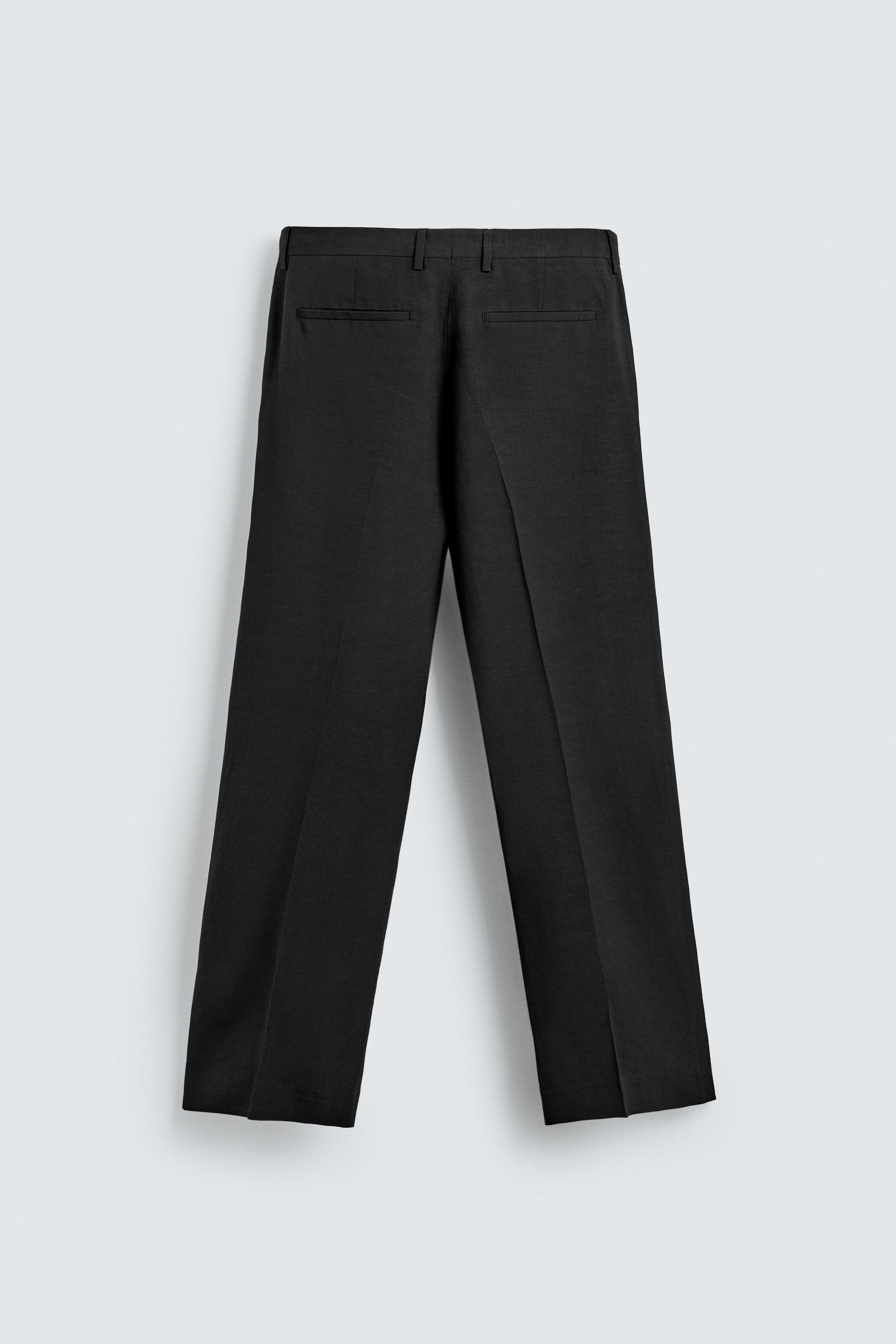 RELAXED FIT VISCOSE-LINEN SUIT PANTS