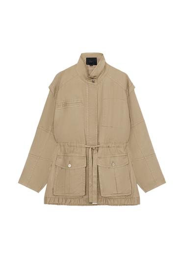 LONG HIGH-COLLAR JACKET - Brown / Taupe by Zara