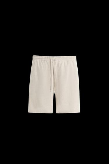 LINEN BLEND BERMUDA SHORTS - Light beige by Zara - Image 0