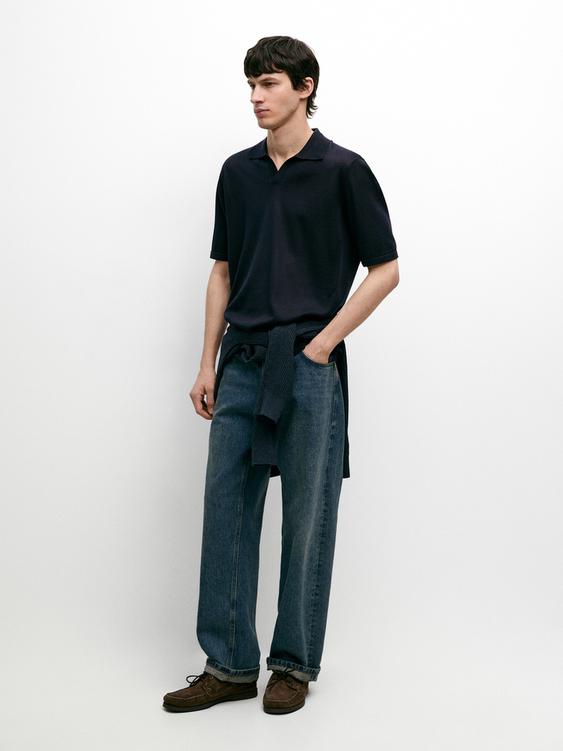 Knit V-neck polo shirt from Zara - $100