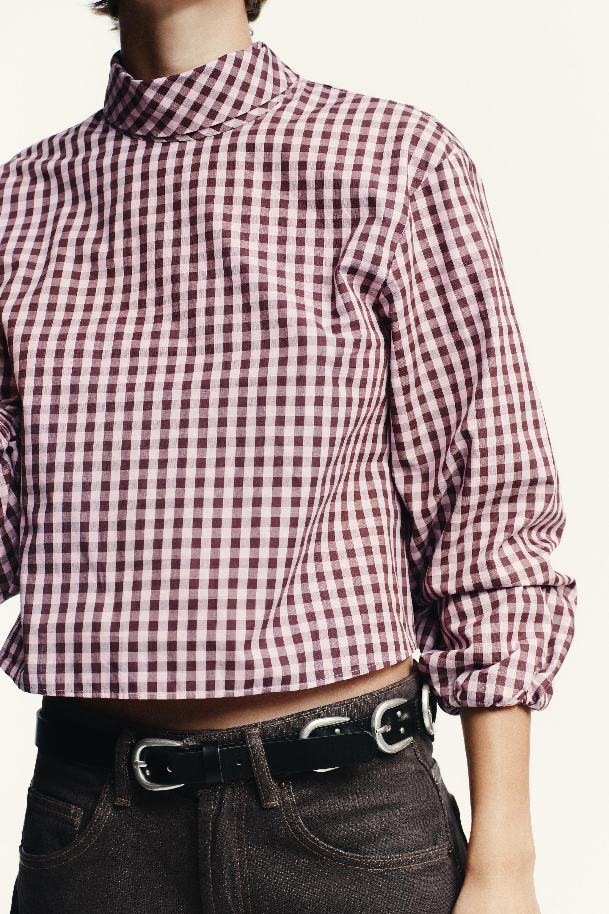 POPELINE BLOUSE MET VICHY RUIT - Roze | ZARA Nederland / The