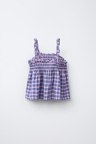 CHECK TOP - Mid-pink by Zara - Image 1