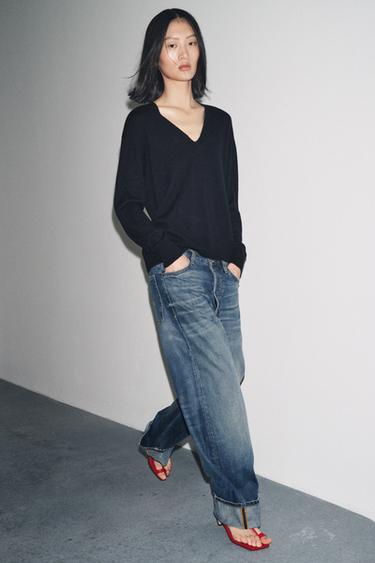 Zara ZW COLLECTION LOW-RISE BAGGY JEANS - Blue
