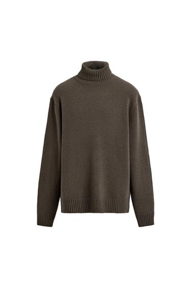 Zara WOOL TURTLENECK JUMPER - Khaki