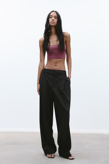 HAUT TUBE EN RIB - Aubergine de Zara