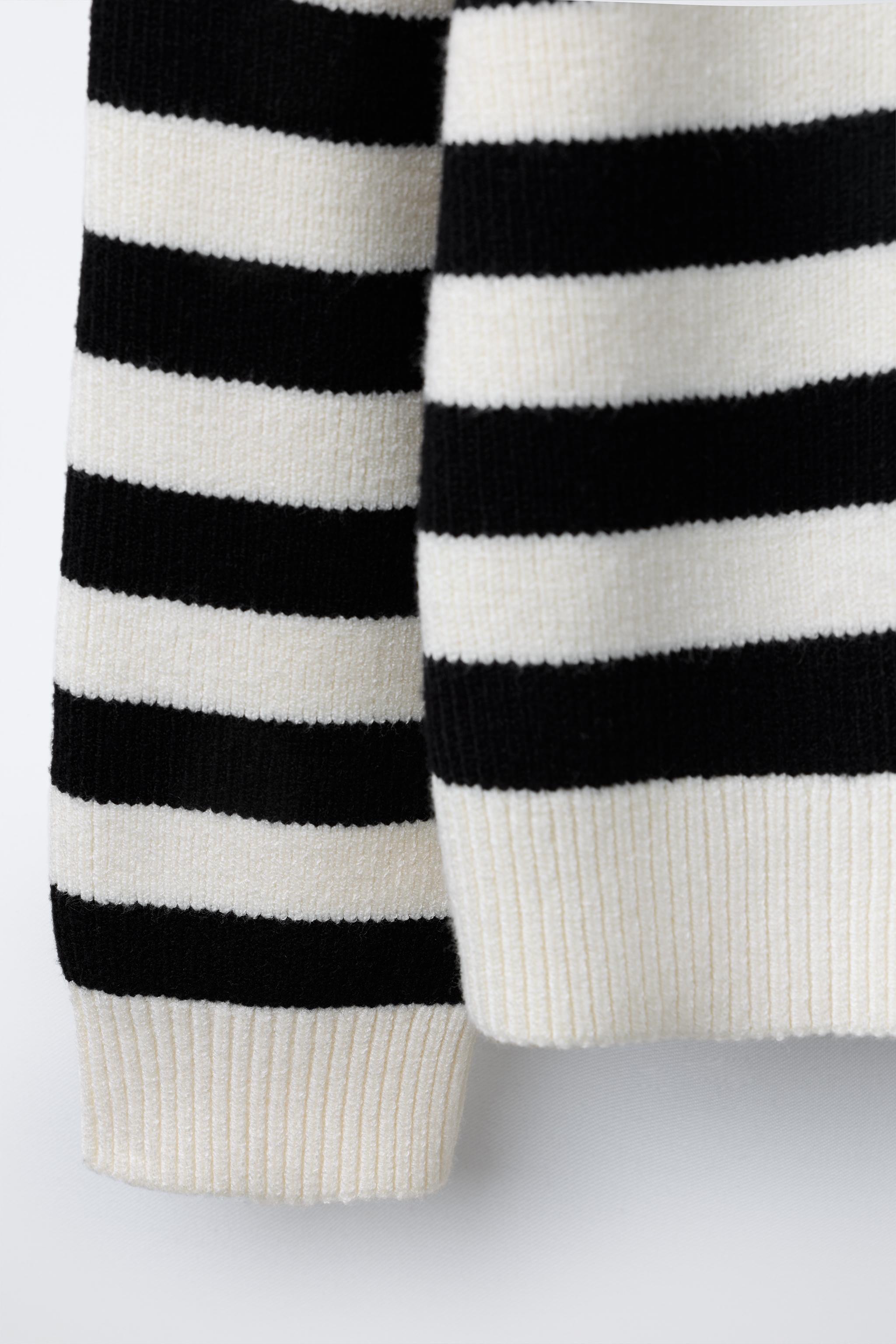 STRIPED KNIT ZIP-UP SWEATER - striped | ZARA United States