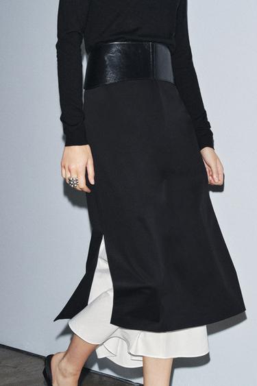 تنورة مدمجة ZW COLLECTION - أسود / أبيض الخاص بـ Zara