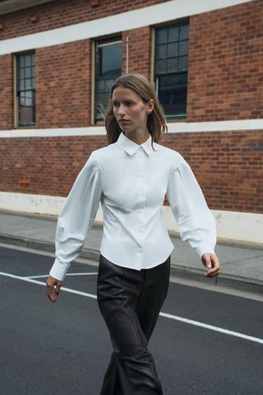 PLEATED SLEEVE SHIRT - Oyster-white by Zara