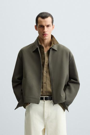CROPPED FIT JACKET - Khaki by Zara
