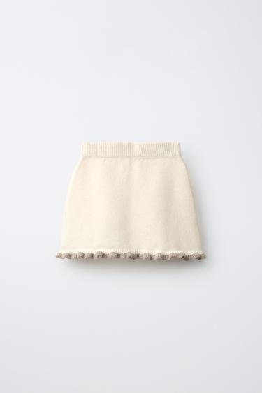 CONTRAST RUFFLE SKIRT — Ecru 2